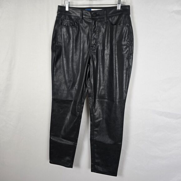 Old Navy Pants Women's 10 Black Faux Leather High Rise O.G. Straight Pockets - Picture 16 of 16